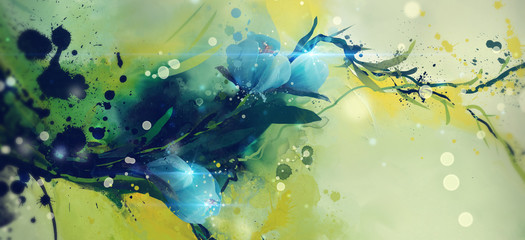 image of flowers and plants in a watercolor abstract form