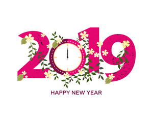 2019 Happy New Year  creative design for your greetings card, flyers, invitation, posters, brochure, banners, calendar - Vector