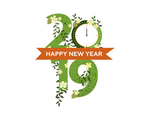2019 Happy New Year  creative design for your greetings card, flyers, invitation, posters, brochure, banners, calendar - Vector