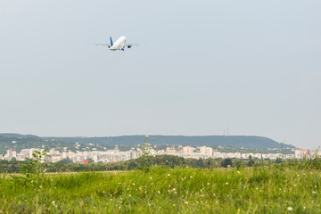 Take-off plane from the central airport.