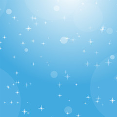 Color abstract background of blue sky with bokeh and stars. Simple flat vector illustration.