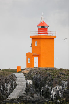 Orange colored lighthouse