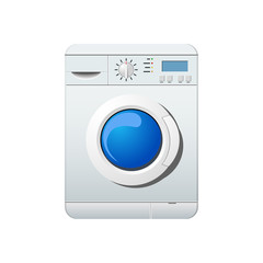 Washer. A realistic washing machine. Wash. White background. Vector illustration. EPS 10.