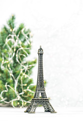 Fototapeta na wymiar Eiffel Tower Christmas tree decoration white background Paris France