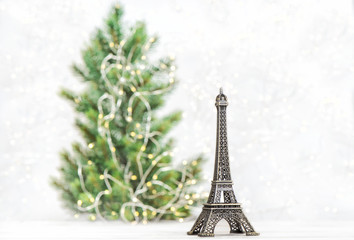 Fototapeta na wymiar Eiffel Tower Christmas tree decoration Symbol Paris France