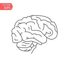 Brain, mind or intelligence line art icon for apps and websites