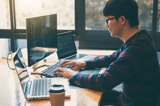 Professional Development programmer working in programming website a software and coding technology, writing codes and data code, Programming with HTML, PHP and javascript