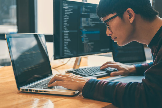 Professional Development programmer working in programming website a software and coding technology, writing codes and data code, Programming with HTML, PHP and javascript