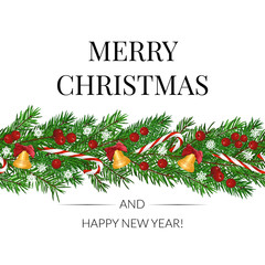 christmas fir-tree wreath isolated on white background