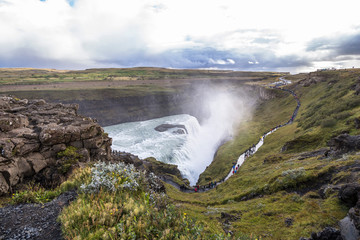 Fototapeta na wymiar View on majestic gullfoss waterfall on Golden Circle Iceland