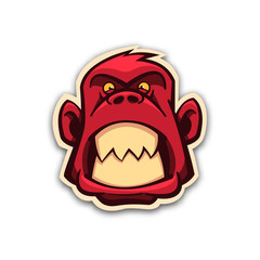 Evil monkey sticker. Isolated vector illustration.