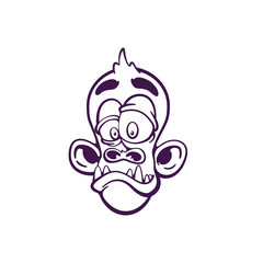 Brooding monkey sticker. Isolated vector illustration.