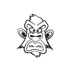 Evil monkey sticker. Isolated vector illustration.