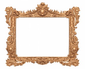 Golden frame for paintings, mirrors or photo isolated on white background