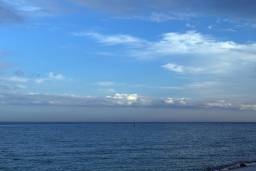 Naklejka na ściany i meble sea and blue sky,horizon,clouds,seascape, beautiful,nature,