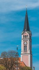 Fototapeta na wymiar Smartphone HD wallpaper of beautiful church at Plattling - Isar - Bavaria - Germany