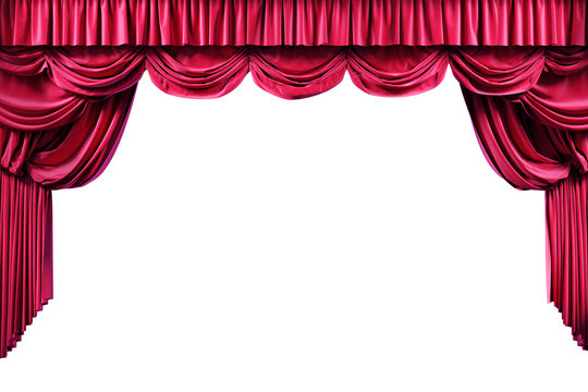 Theater curtains isolated on white background. 3d illustration