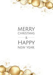 Fototapeta na wymiar Banner with vector christmas gold balls, and space for text.