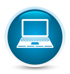 Laptop icon special prime blue round button