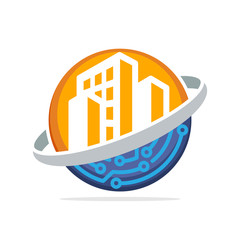 Illustration icon with the concept of managing digital systems in the construction business