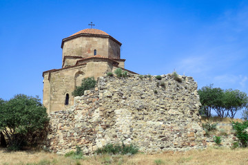 Fototapeta na wymiar Jvari monastery temple is one of the most iconic temples in Georgia.