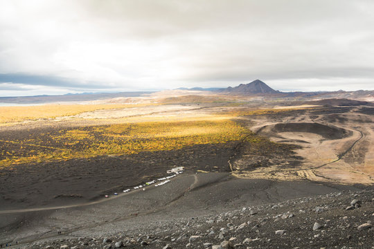 View on landscape from Hverfjall crater, Iceland