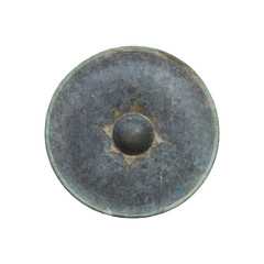 Thai traditional antique gong isolated on white background with clipping path