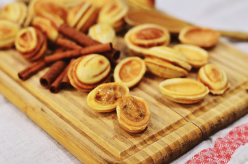 Cookies with sweet filling. Peanut butter cookies. Homemade cake. Sweets for tea. Preparation of cookies at home.