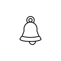 bell ring doorbell hand bell with ribbon bow outline thin line vector icon black on white background
