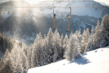 Skilift, Berg, Tal, Schnee, Winter, Allgäu	