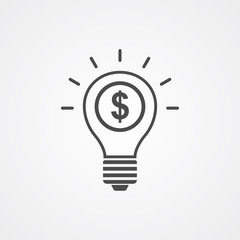 Fototapeta premium Money light bulb vector icon sign symbol