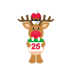 cartoon winter christmas deer with christmas calendar
