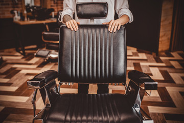 Barbershop armchair. Modern hairdresser