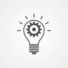Fototapeta premium Light bulb with gear vector icon sign symbol