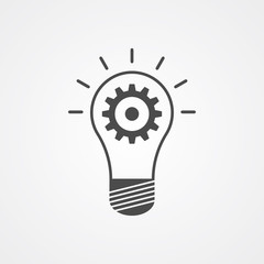 Light bulb with gear vector icon sign symbol