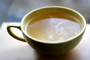 Big cup of tea. Selective focus.