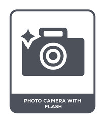 photo camera with flash icon vector