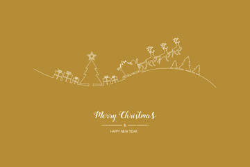 Merry Christmas and Happy New Year - greeting card with cartoon Santa Claus. Vector.