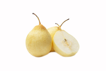 Isolated chinese pear (asian pear, ya pear, korean fruit, nashi) on the white background