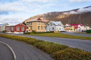Isafjordur beautiful town in west fjords, Iceland