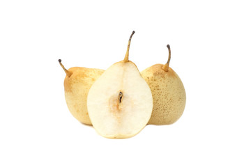 Isolated chinese pear (asian pear, ya pear, korean fruit, nashi) on the white background