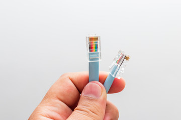 RJ45 network cable, white background