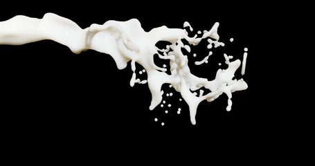 Milk splash on black background - Powered by Adobe
