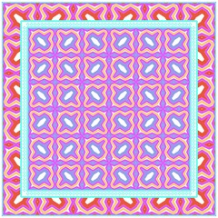 Obraz premium Square Decorative Ornament With Geometric Pattern. For Scrapbook Print, Fashion Design. Vector Illustration.