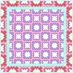 Obraz premium Colored Graphic Pattern Card With Geometric Ornament. Vector Illustration. For Print On Fabric, Papper, Silk Neck Scarf, Kerchief Design