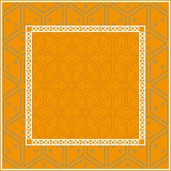 Decorative ornament with geometric decoration. symmetric pattern . For print Bandanna, shawl, tablecloth, fabric fashion, scarf, design.