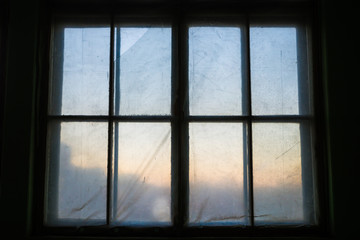 Fototapeta na wymiar Old wooden windows, free space.