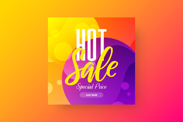 Exclusive abstract hot sale vector banner template. Premium quality marketing special price discount social media promotion illustration layout. Creative fashion colorful advertising shopping design.
