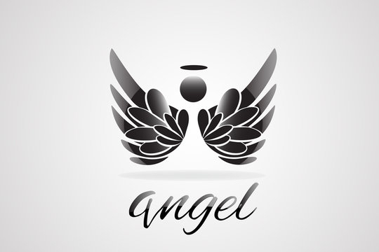 Sketch of angel wings logo vector