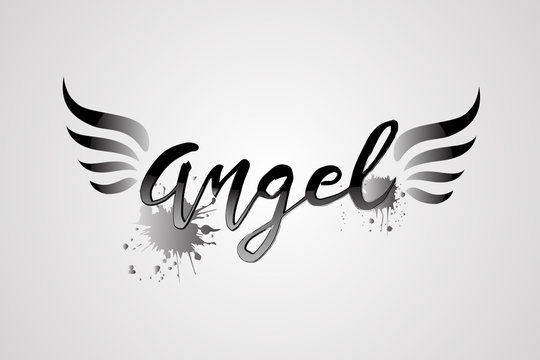 Angel word and wings logo vector